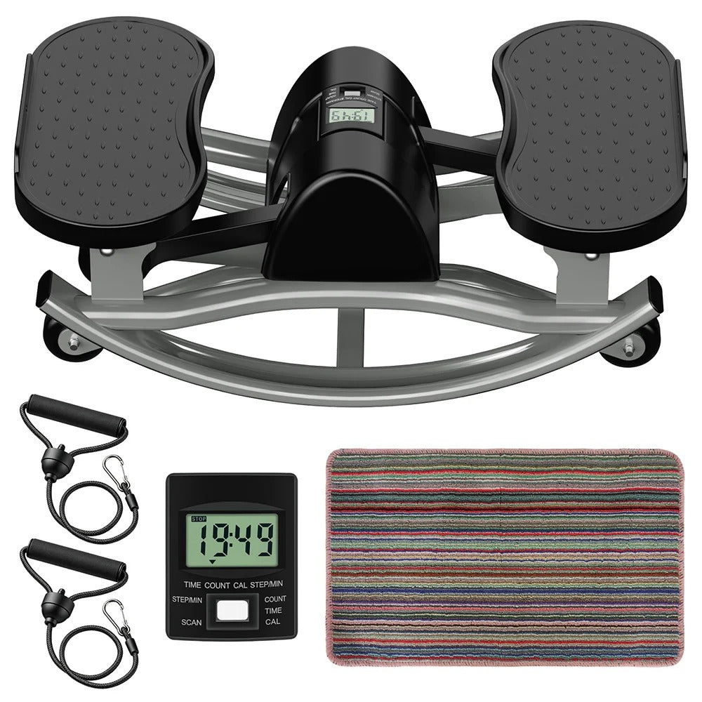 Swing Stair Stepper Machine with Resistance Bands - Compact Stair Climber for Home Use