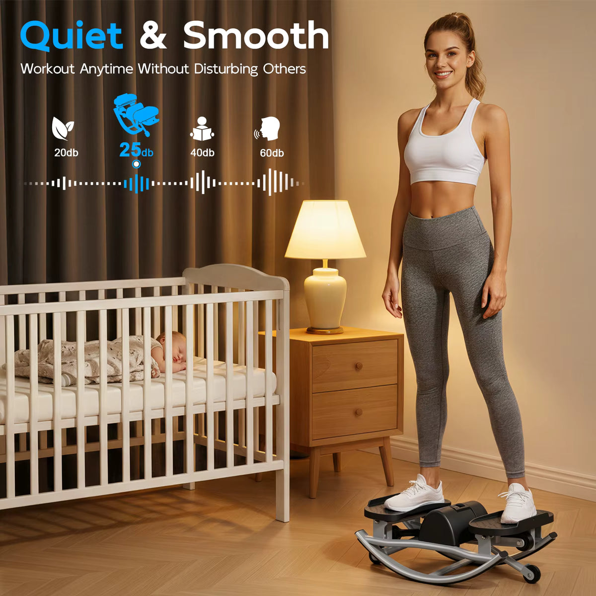 Swing Stair Stepper Machine with Resistance Bands - Compact Stair Climber for Home Use