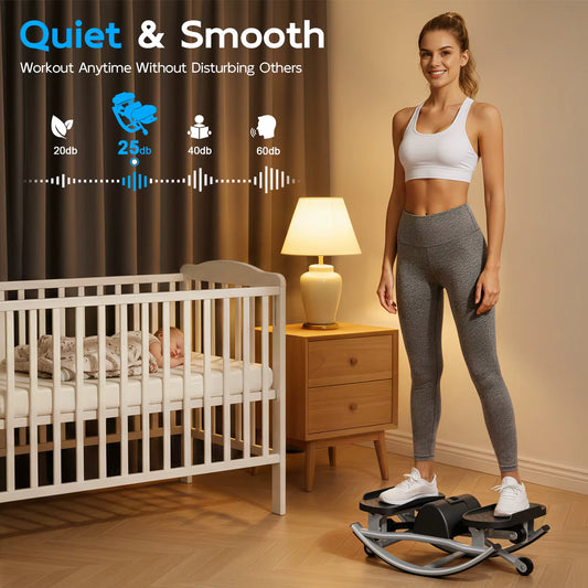 Swing Stair Stepper Machine with Resistance Bands - Compact Stair Climber for Home Use