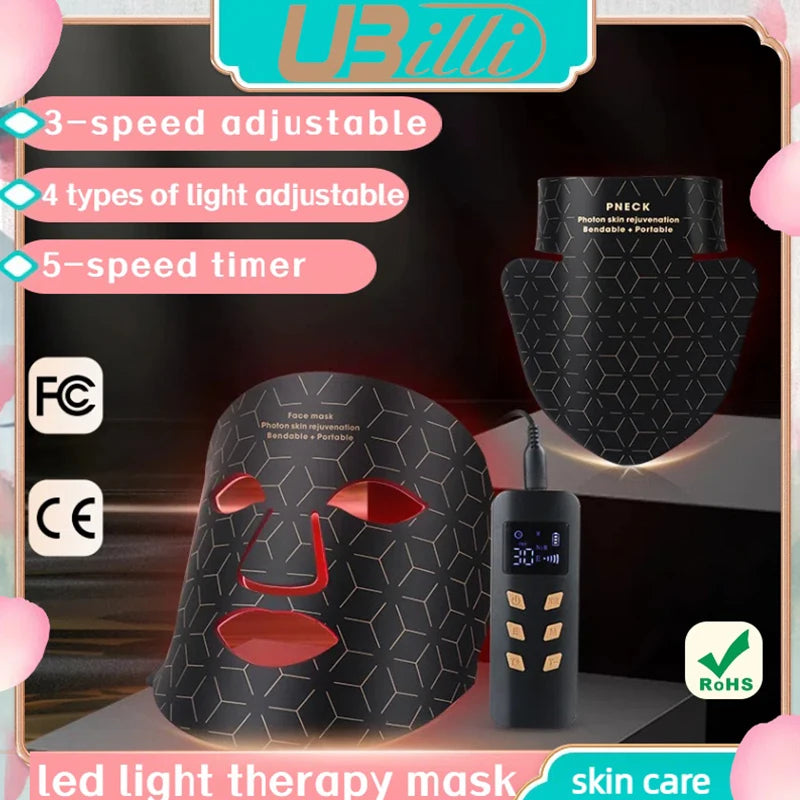 Portable Led Face Mask 4 Colors Red Light Therapy
