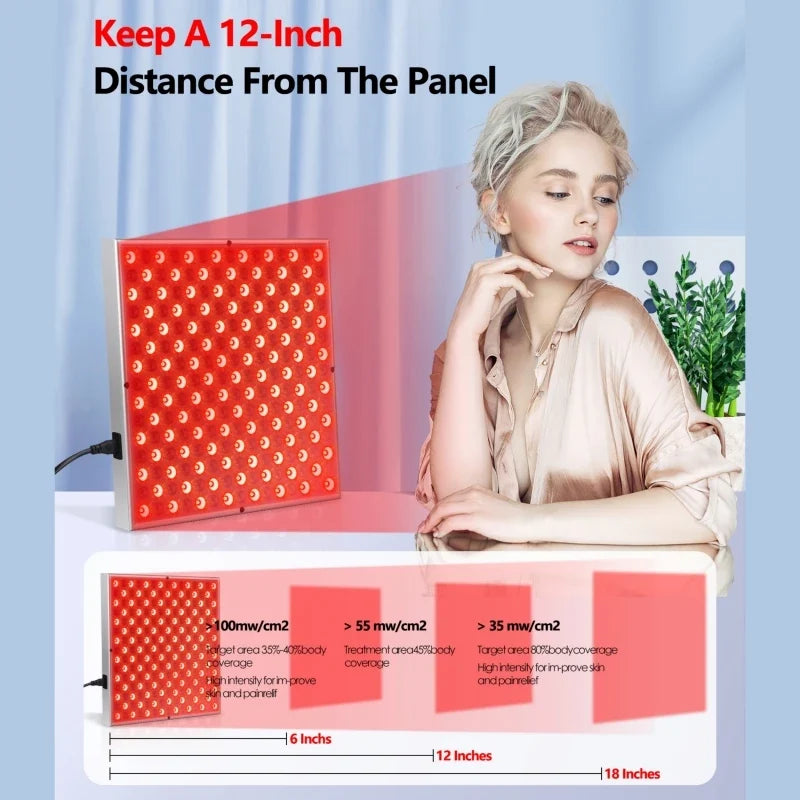 Red Light Therapy Panel for Face & Body – 225 LEDs, 660nm & 850nm