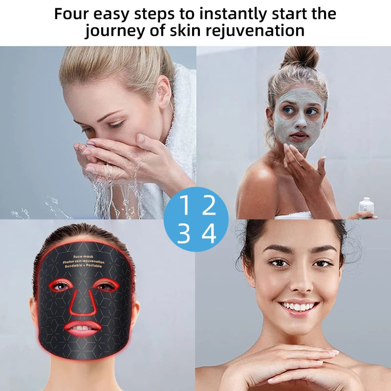 Portable Led Face Mask 4 Colors Red Light Therapy