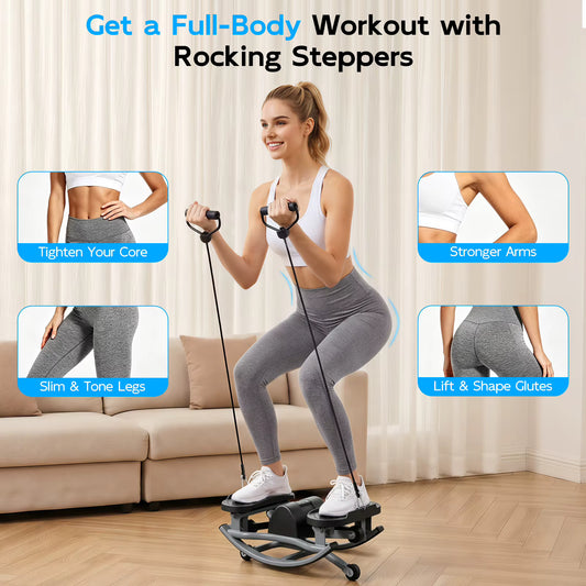 Swing Stair Stepper Machine with Resistance Bands - Compact Stair Climber for Home Use