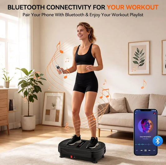 Vibration Plate Exercise Machine with Resistance Bands – Whole Body Vibration Platform for Home Fitness