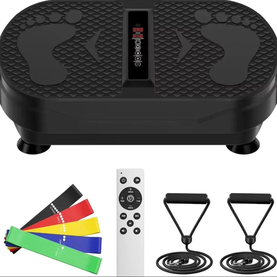 Vibration Plate Exercise Machine with Resistance Bands – Whole Body Vibration Platform for Home Fitness