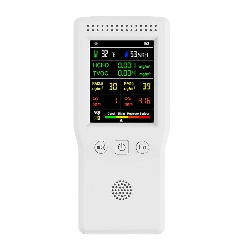 Smart Indoor Air Quality Monitor – 9-in-1 AQI Tester with Real-Time Air Quality Display