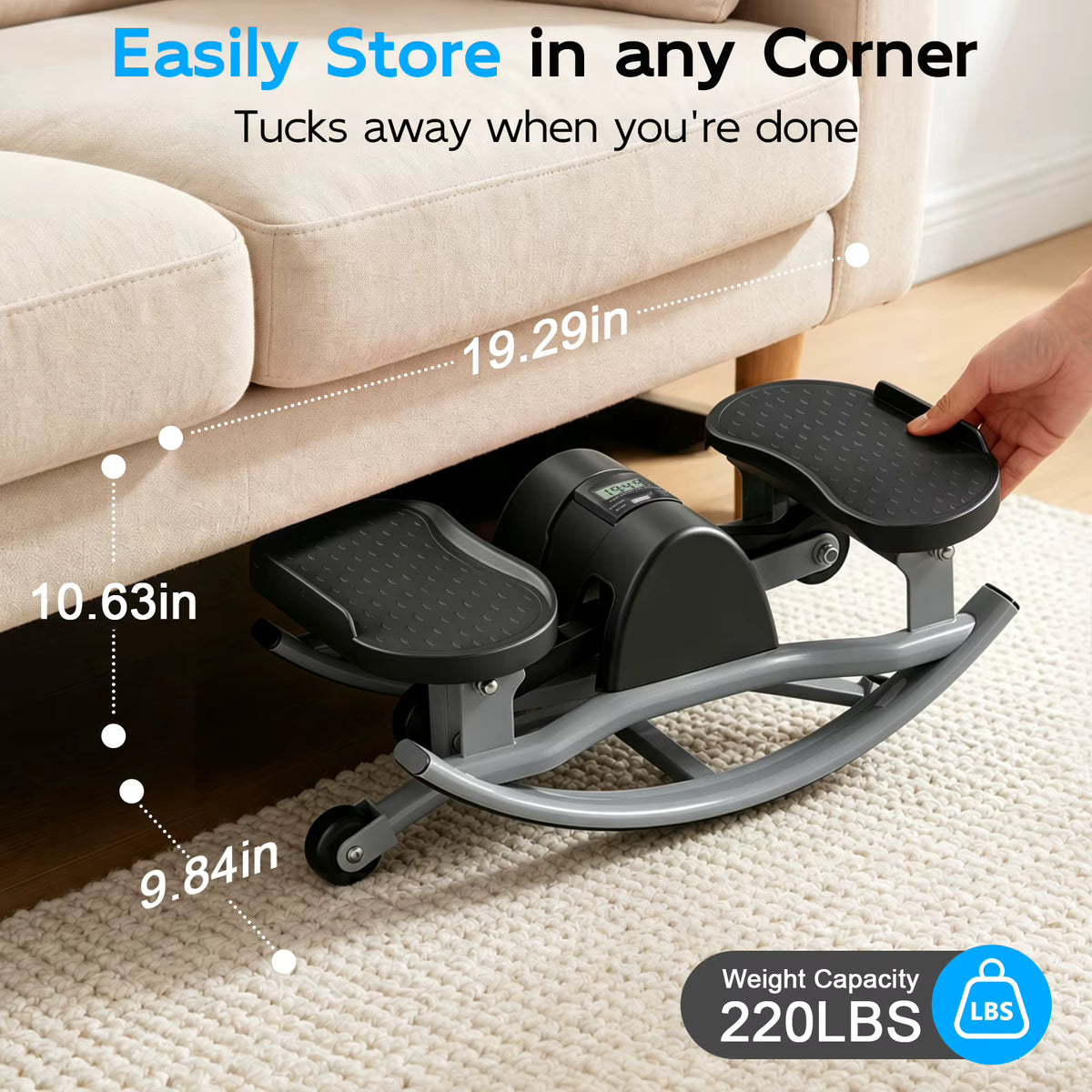 Swing Stair Stepper Machine with Resistance Bands - Compact Stair Climber for Home Use